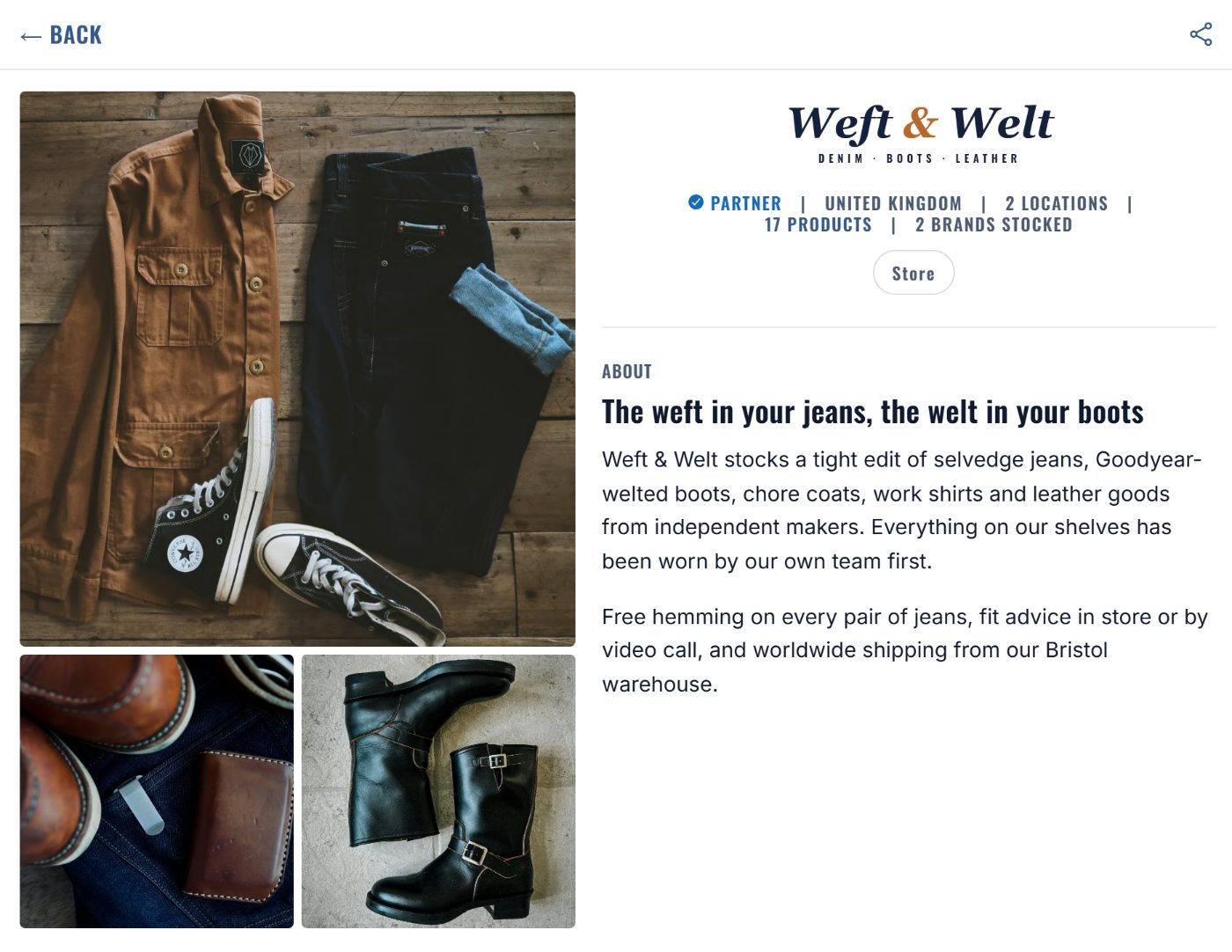 A retailer storefront on the web.