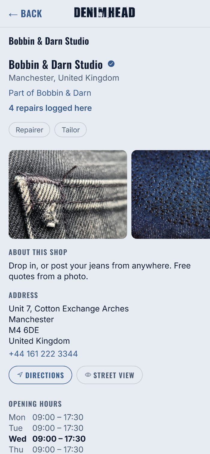 The studio’s own page on a phone.
